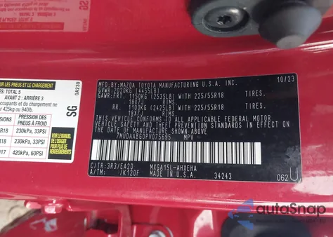 2023 Toyota Corolla Cross Xle from USA, damaged, VIN 7MUDAABG0PV075695